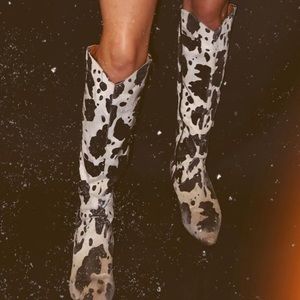Cow print boots